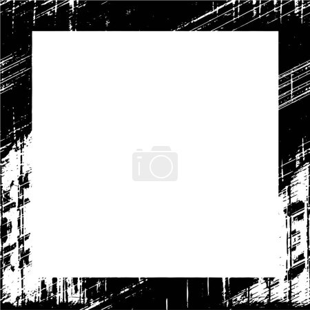 Illustration for Rough monochrome frame illustration. Grunge background. Abstract textured effect. - Royalty Free Image