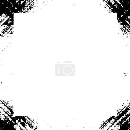 Illustration for Black and white monochrome old grunge vintage weathered frame abstract antique texture with retro pattern - Royalty Free Image