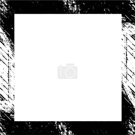 Téléchargez les illustrations : Noir et blanc monochrome vieux grunge vintage vieilli cadre texture antique abstraite avec motif rétro - en licence libre de droit