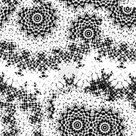 Ilustración de Un fondo abstracto en blanco y negro con un patrón de círculos y estrellas - Imagen libre de derechos