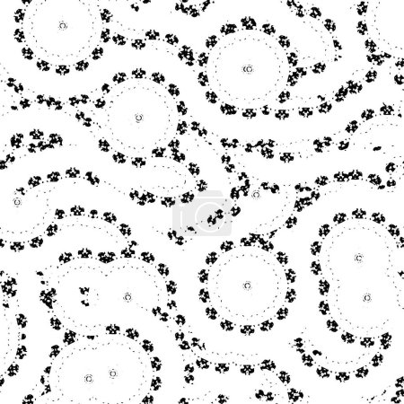 Téléchargez les illustrations : Motif sans couture vectoriel noir et blanc avec des cercles - en licence libre de droit