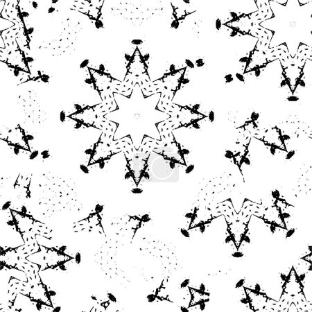 Illustration for Vector pattern with hand drawn doodle christmas tree, stars, stars, snowflakes, snowflakes and stars. - Royalty Free Image