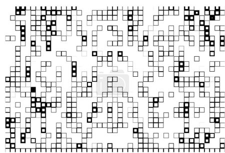 Ilustración de Fondo abstracto de cuadrados en blanco y negro en un estilo de arte de píxeles - Imagen libre de derechos