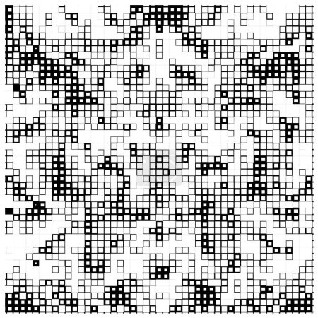 Ilustración de Fondo abstracto de cuadrados en blanco y negro en un estilo de arte de píxeles - Imagen libre de derechos