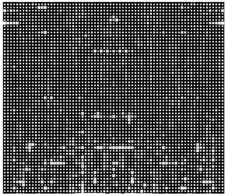 Téléchargez les illustrations : Fond abstrait de carrés noirs et blancs dans un style pixel art - en licence libre de droit