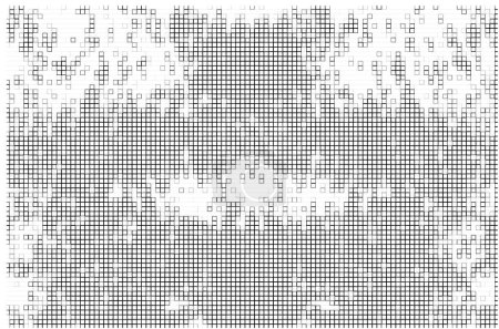 Illustration for Abstract background of black and white squares in a pixel art style - Royalty Free Image