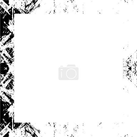 Ilustración de Marco cuadrado abstracto en blanco y negro con patrón grunge - Imagen libre de derechos