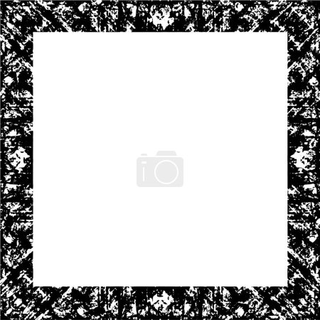 Téléchargez les illustrations : Fond grunge noir et blanc, cadre carré avec espace vide - en licence libre de droit