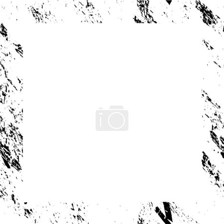 Illustration for Grunge texture square frame background. Black and white vector illustration. - Royalty Free Image