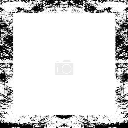 Téléchargez les illustrations : Une bordure grunge noire sur fond blanc, fond carré. Illustration vectorielle noir et blanc. - en licence libre de droit