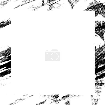 Ilustración de Marco cuadrado abstracto en blanco y negro con patrón grunge - Imagen libre de derechos