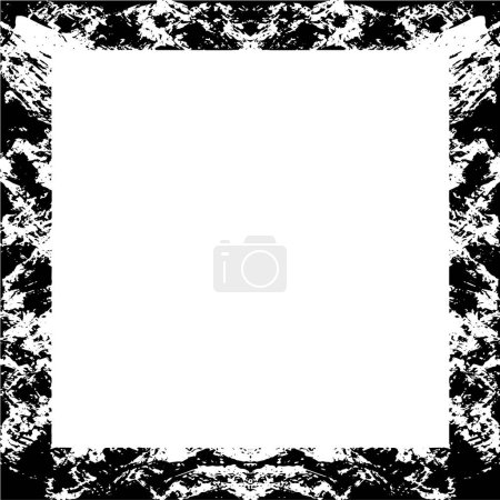 Téléchargez les illustrations : Texture vintage grunge noir et blanc dans un style rétro, cadre carré avec espace vide - en licence libre de droit