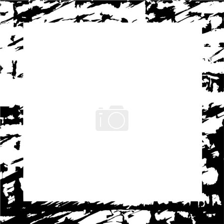 Téléchargez les illustrations : Cadre carré abstrait noir et blanc avec motif grunge - en licence libre de droit