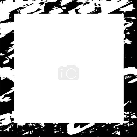 Téléchargez les illustrations : Fond vintage noir et blanc. Cadre carré abstrait avec motif grunge - en licence libre de droit