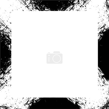Téléchargez les illustrations : Abstrait noir et blanc fond grunge, cadre avec espace vide - en licence libre de droit