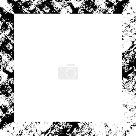 Ilustración de Fondo vintage blanco y negro. Marco cuadrado abstracto con patrón grunge - Imagen libre de derechos