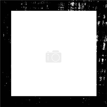 Téléchargez les illustrations : Fond vintage noir et blanc. Cadre carré abstrait avec motif grunge - en licence libre de droit