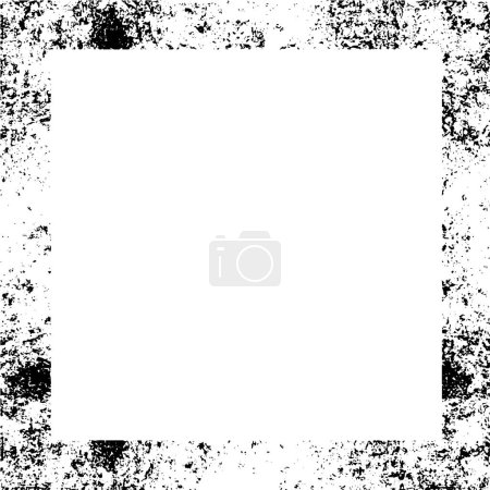 Téléchargez les illustrations : Cadre carré abstrait avec motif grunge. Fond vintage noir et blanc. - en licence libre de droit