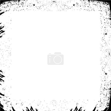 Téléchargez les illustrations : Cadre carré abstrait avec motif grunge. Fond vintage noir et blanc. - en licence libre de droit