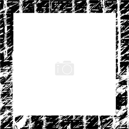 Téléchargez les illustrations : Cadre monochrome noir et blanc, texture abstraite antique avec motif rétro - en licence libre de droit