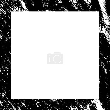 Téléchargez les illustrations : Cadre monochrome noir et blanc, texture abstraite antique avec motif rétro - en licence libre de droit