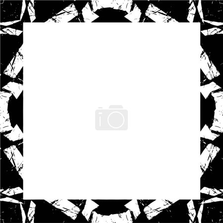 Illustration for Black and white monochrome frame, abstract antique texture with retro pattern - Royalty Free Image