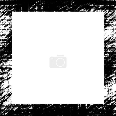 Ilustración de Marco monocromo blanco y negro, textura antigua abstracta con patrón retro - Imagen libre de derechos