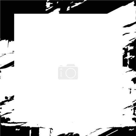 Illustration for Abstract black and white square frame with grunge pattern, vector illustration - Royalty Free Image