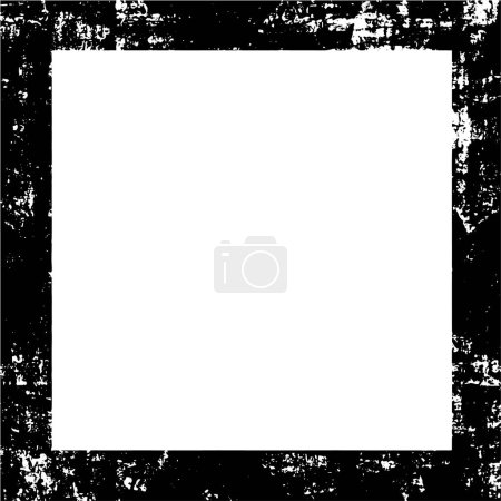 Illustration for Distressed frame in black and white texture with scratches - Royalty Free Image