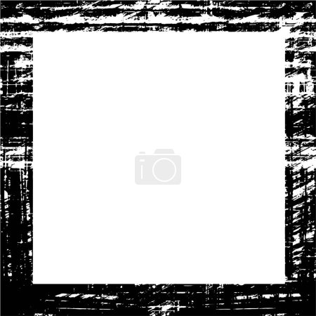 Téléchargez les illustrations : Cadre carré abstrait noir et blanc avec motif grunge, illustration vectorielle - en licence libre de droit