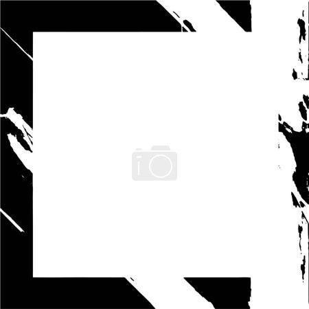 Téléchargez les illustrations : Texture vintage grunge noir et blanc dans un style rétro, cadre carré avec espace vide - en licence libre de droit