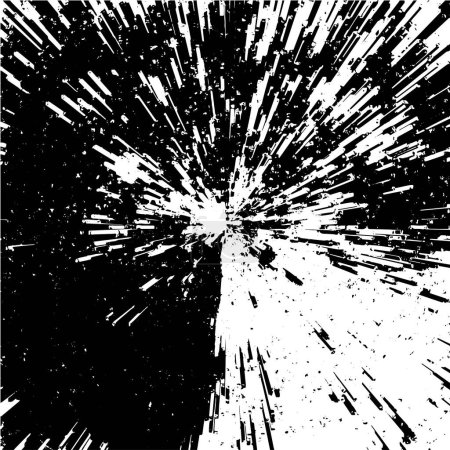 Ilustración de Grunge fondo abstracto en blanco y negro. Superficie antigua vintage en arañazos, virutas, grietas. Patrón para imprimir suciedad, manchas, rasguños. Textura monocromo oscuro - Imagen libre de derechos