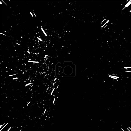 Illustration for Grunge black and white seamless pattern. Monochrome abstract texture. Background of cracks, scuffs, chips, stains, ink spots, lines. Dark design background surface. Gray printing element - Royalty Free Image