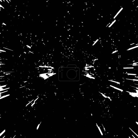 Illustration for Grunge black and white pattern. Monochrome abstract texture. Background of cracks, scuffs, chips, stains, ink spots, lines. Dark design background surface - Royalty Free Image
