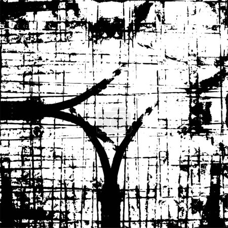 Téléchargez les illustrations : Fond grunge noir et blanc. texture superposée. conception de surface abstraite et mur sale rugueux - en licence libre de droit