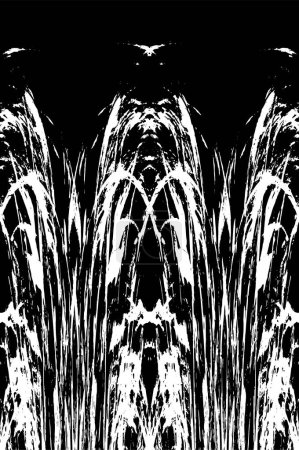 Illustration for Grunge vertically symmetrical black and white texture. Monochrome weathered overlay pattern. - Royalty Free Image