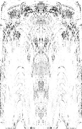 Ilustración de Grunge verticalmente simétrica textura en blanco y negro. Monocromo patrón de superposición resistido. - Imagen libre de derechos