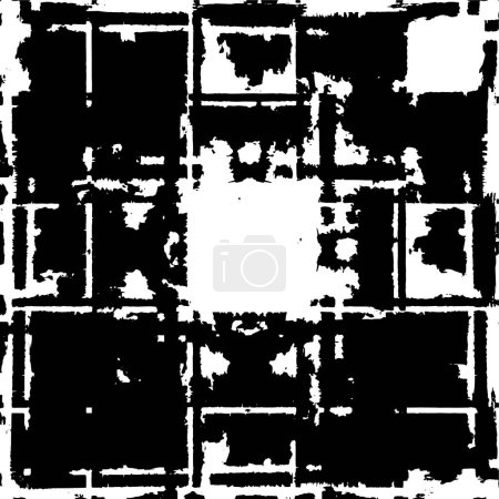 Téléchargez les illustrations : Grunge abstrait fond vectoriel noir et blanc. Surface vintage monochrome - en licence libre de droit