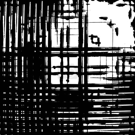 Téléchargez les illustrations : Modèle de texture vectorielle urbaine Grunge noir et blanc. Fond sombre à partir de fissures, taches, puces, lignes. - en licence libre de droit