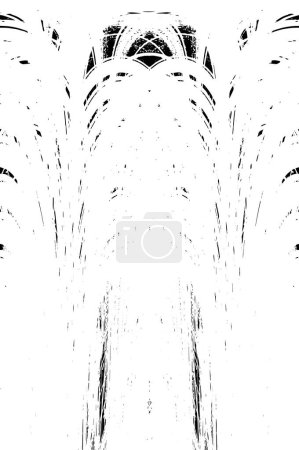 Téléchargez les illustrations : Grunge texture noire et blanche symétrique verticalement. Modèle de superposition altérée monochrome. - en licence libre de droit
