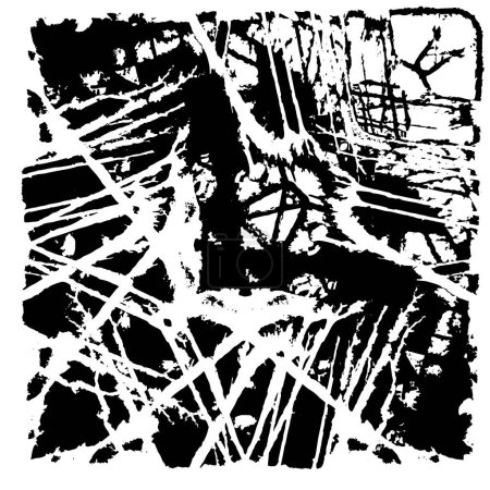 Illustration for Grunge Black And White Urban Vector Texture Template. Dark background from cracks, stains, chips, lines. - Royalty Free Image