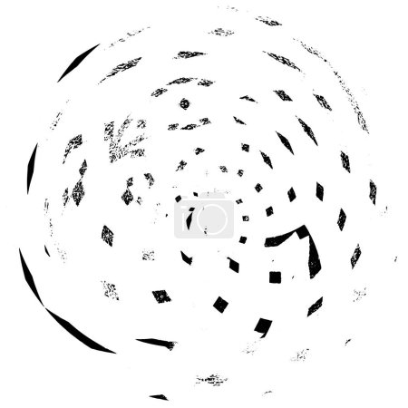Ilustración de Blanco y negro redondo en forma de grunge abstracto patrón creativo - Imagen libre de derechos