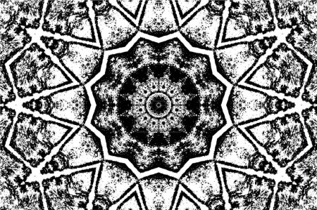 Illustration for Black and white ornamental background with kaleidoscopic pattern - Royalty Free Image