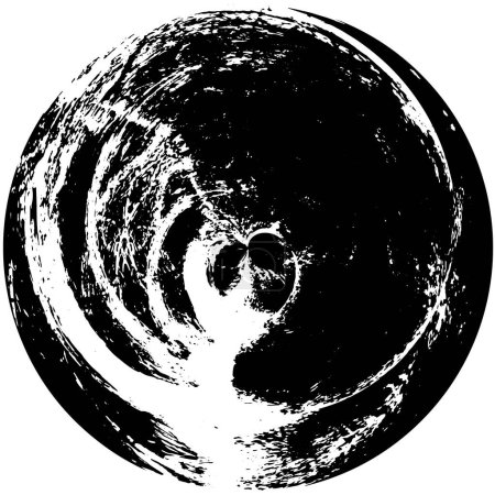 Ilustración de Negro y blanco abstracto forma redonda sello grunge fondo - Imagen libre de derechos