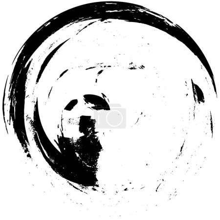 Ilustración de Grunge blanco y negro angustiado fondo. Banner pintado redondo. - Imagen libre de derechos