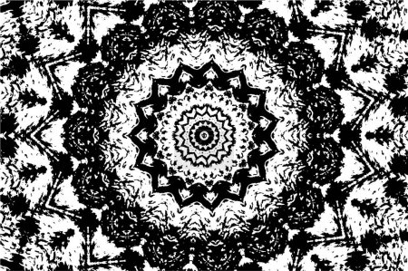 Illustration for Ornamental kaleidoscopic black and white background. - Royalty Free Image
