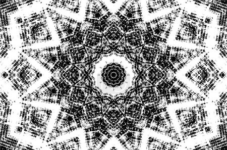 Téléchargez les illustrations : Fond noir et blanc ornemental avec motif kaléidoscopique - en licence libre de droit