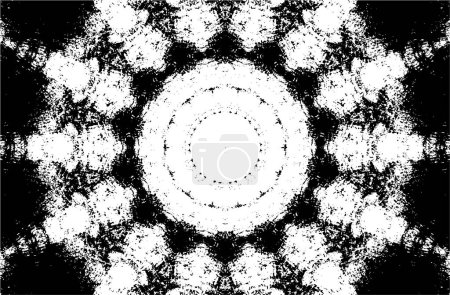 Téléchargez les illustrations : Fond noir et blanc ornemental avec motif kaléidoscopique - en licence libre de droit