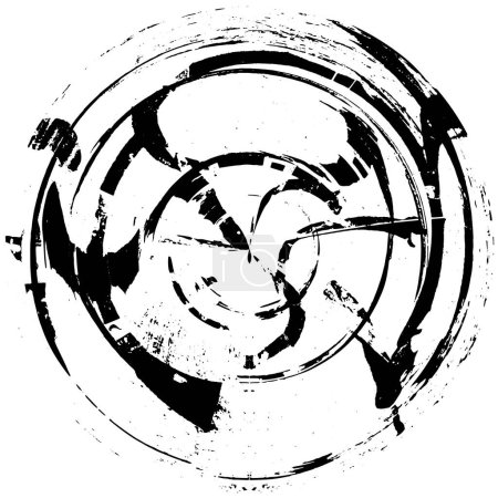 Ilustración de Caóticos patrones monocromáticos en blanco y negro y sombras abstractas dentro de la esfera - Imagen libre de derechos