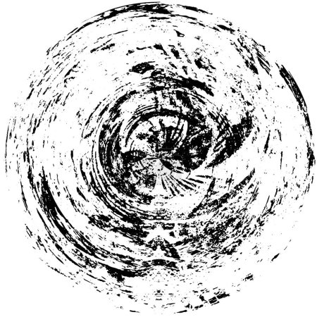 Ilustración de Patrón negro redondo texturizado de angustia abstracta sobre fondo blanco - Imagen libre de derechos